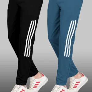 Pink Formal Pack of 2 Men Striped Multicolor Track Pants