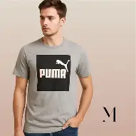 Visit brand store PUMA Men Printed Crew Neck Cotton Blend Grey T-Shirt