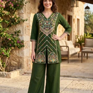 DSK STUDIO Women Polyester Ethnic Top Pant Set