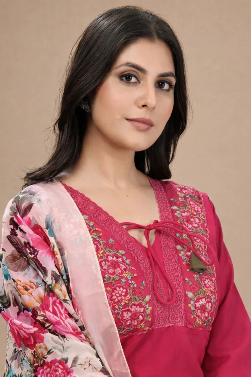 vestiva Embroidered Kurta, Salwar & Dupatta Set - Image 2