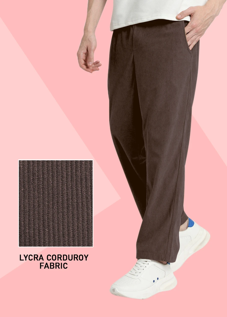 INDICLUB Men Self Design Brown Track Pants