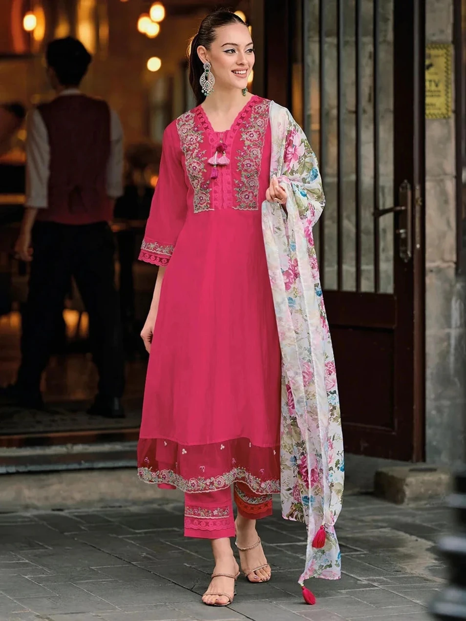 vestiva Embroidered Kurta, Salwar & Dupatta Set