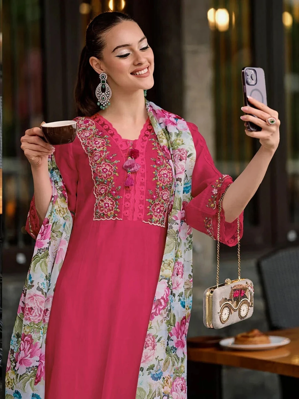 vestiva Embroidered Kurta, Salwar & Dupatta Set - Image 5